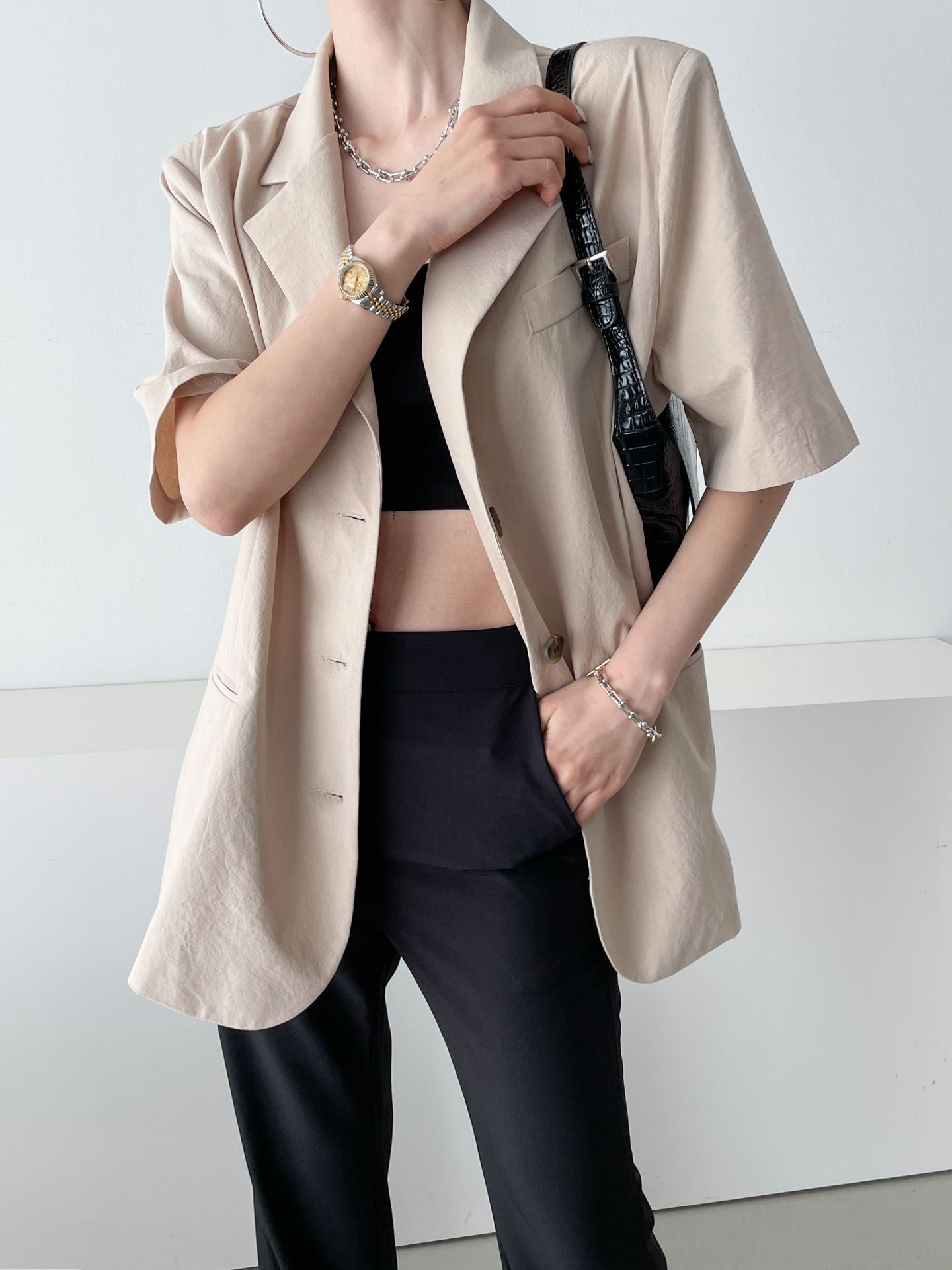 Bracing Linen Overfit Blazer - K-FASHION