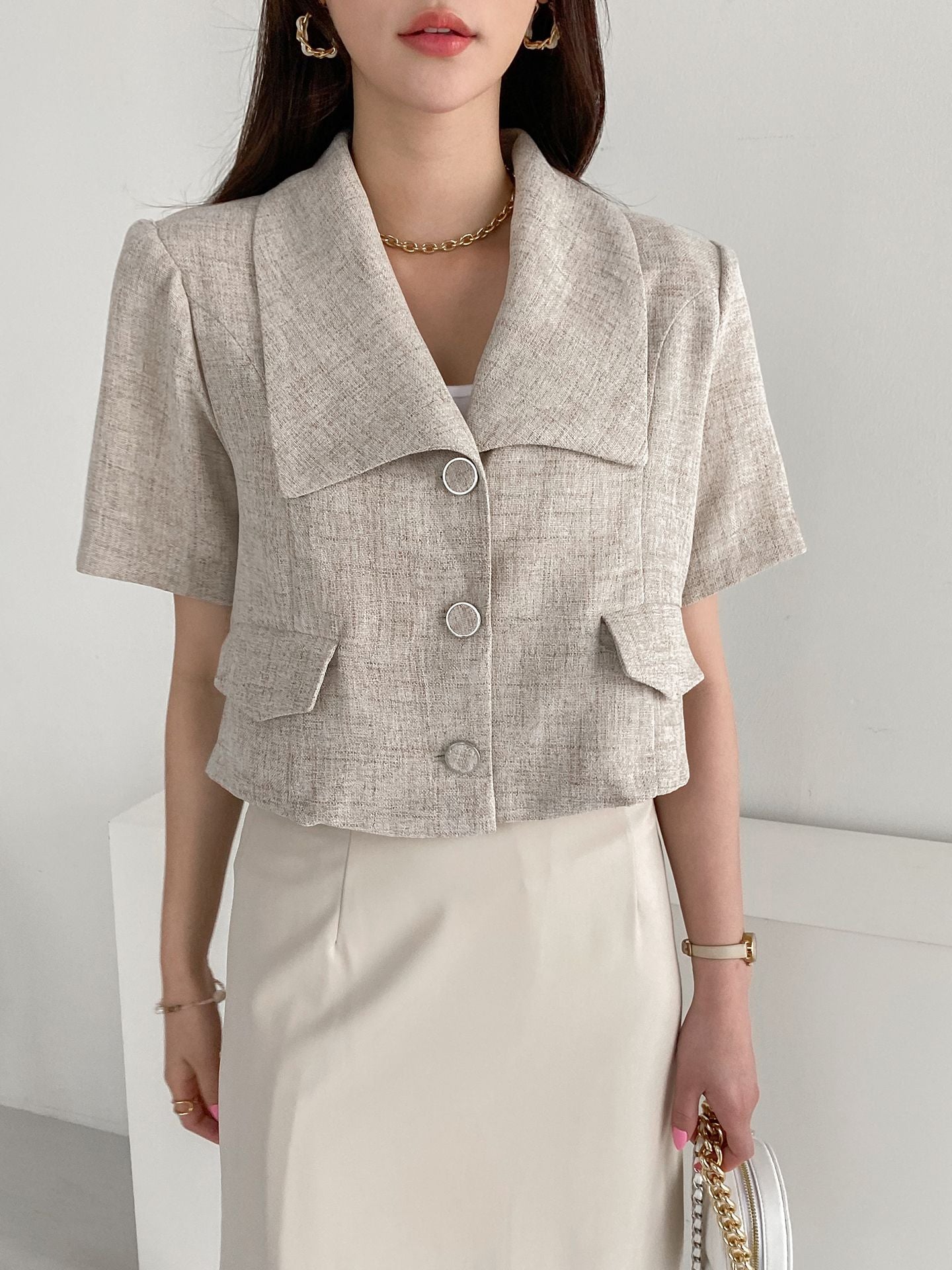 Linen Wood Short Jacket