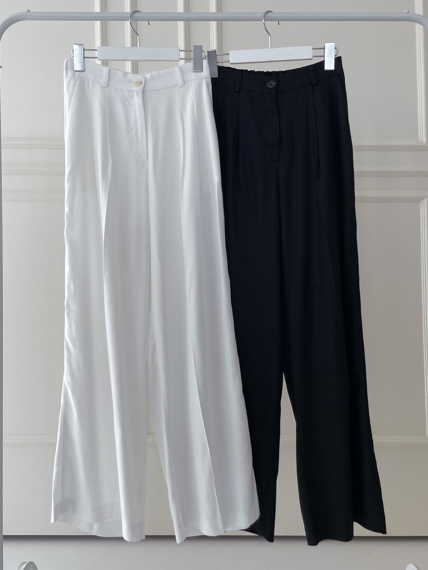 Summer Wave Pintuck Linen Wide Slacks