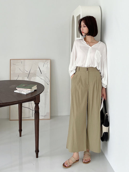 Two Button Point Wide Slacks Pants